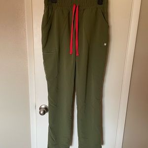 Figs Small Dark Olive High Waisted Yola Skinny Scrub Pants